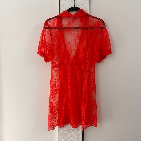 Urban Outfitters Red Lace Dress New Not Worm Layering Summer Spring Rock Large - Picture 3 of 3